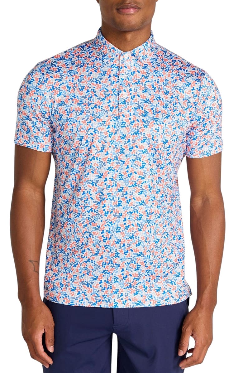 Redvanly Fourcy Dot Print Performance Polo, Main, color, 
