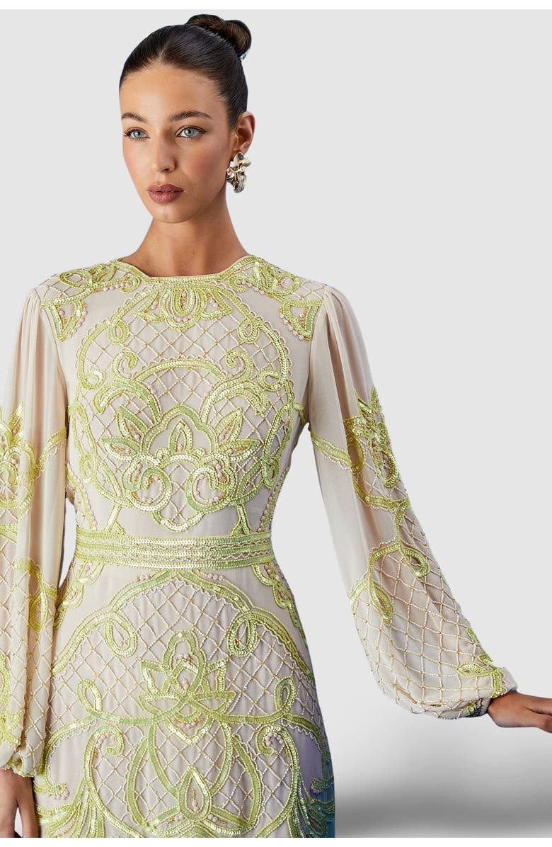 Coast Muse Chiffon Embellished Mini Dress, Alternate, color, Natural