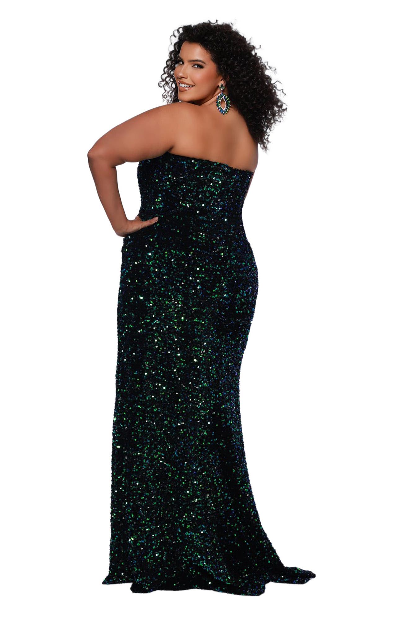 Peacock Sequin Velvet Fitted Formal - image 4