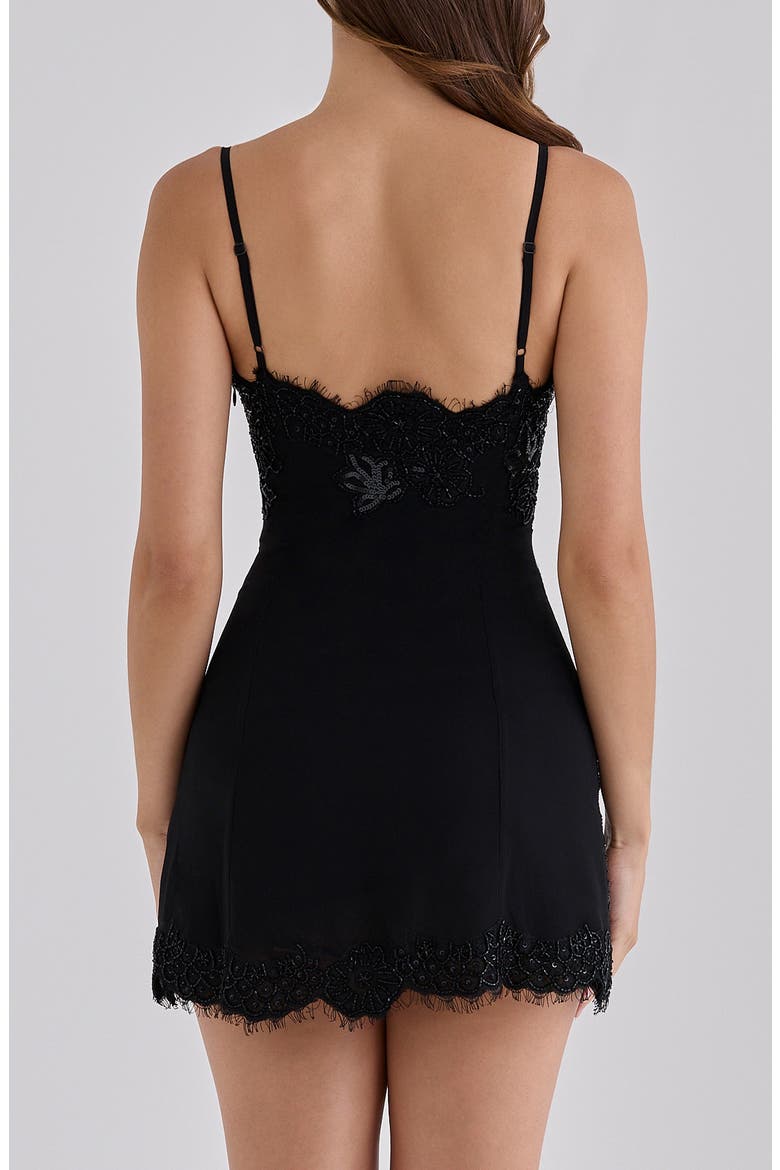 Soraya Beaded Georgette Minidress, Alternate, color, BLACK