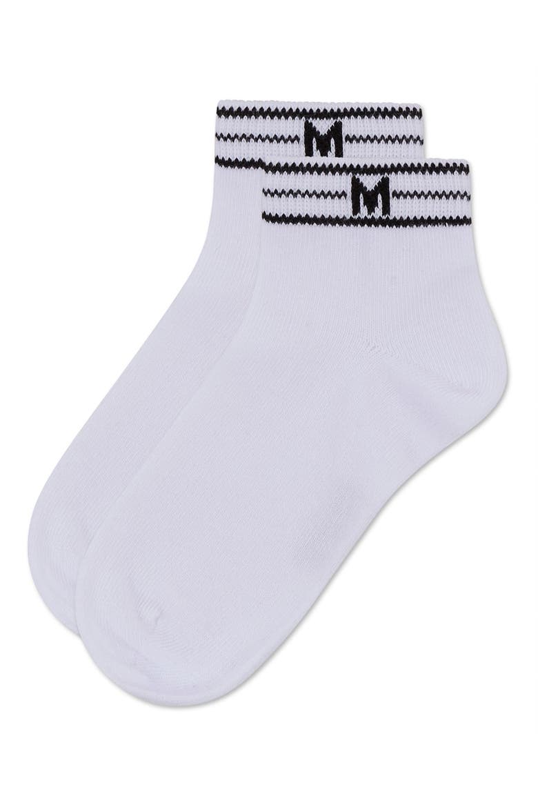 M Multi Line Anklet Socks, Alternate, color, White