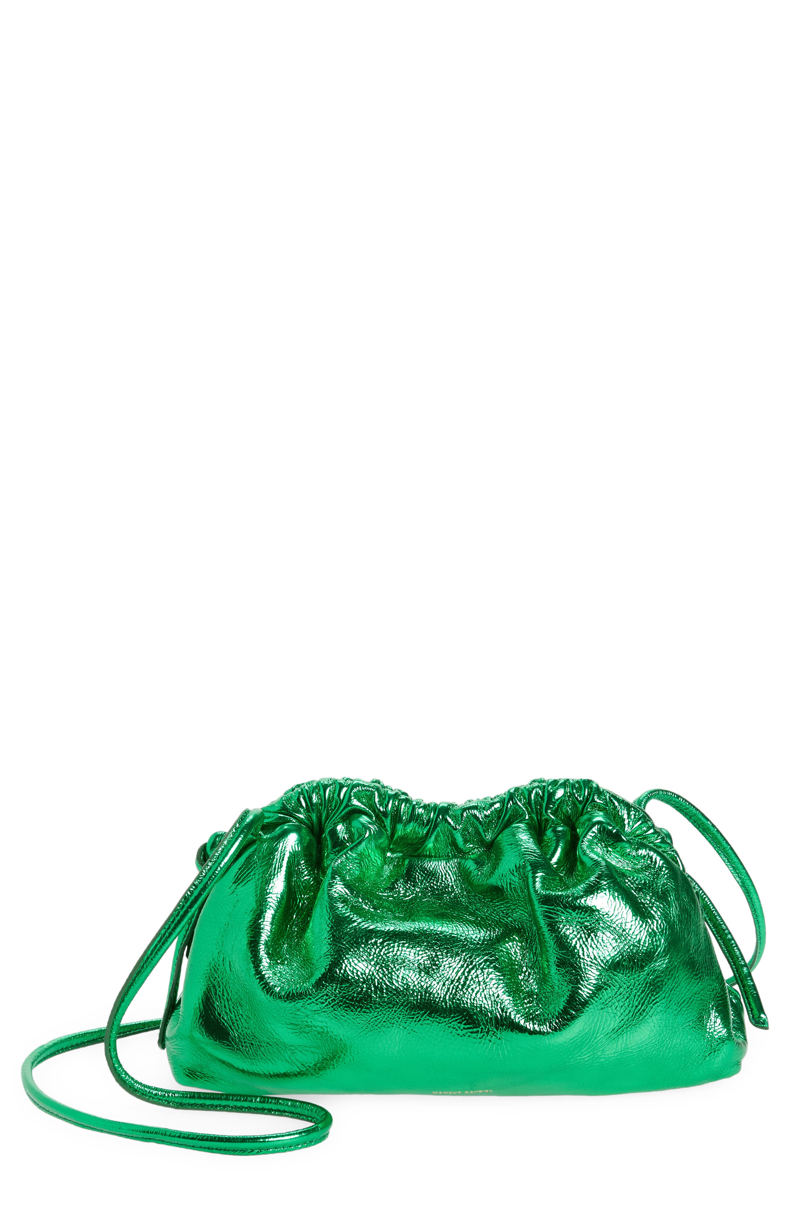 Mansur Gavriel Mini Cloud Metallic Leather Clutch, Main, color, 