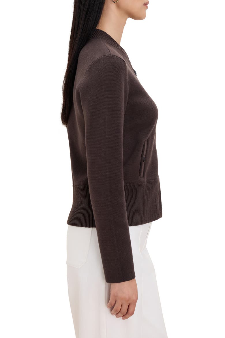 Cotton Blend Milano Knit Bomber Jacket, Alternate, color, JAVA