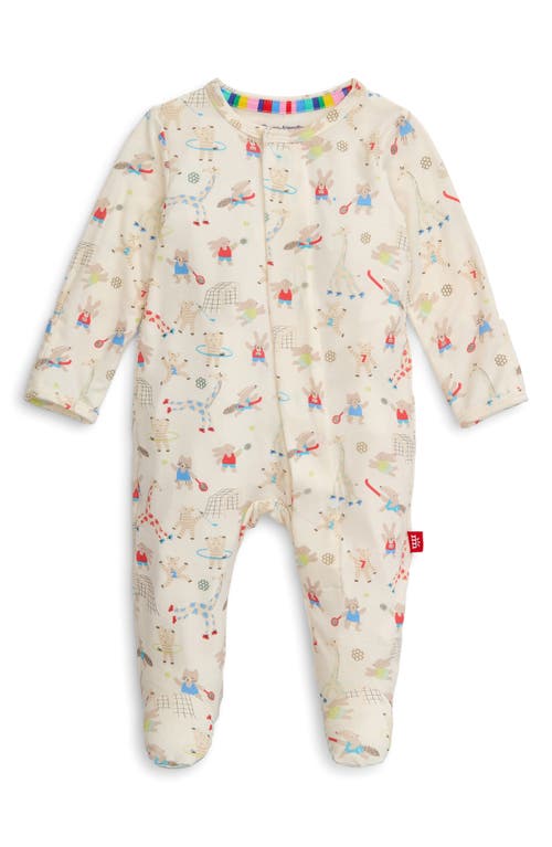 Magnetic Me Furry Field Day Print Footie In Beige