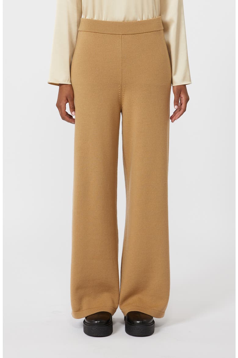 Hamburg Wide Leg Wool Sweater Pants, Main, color, CAMEL