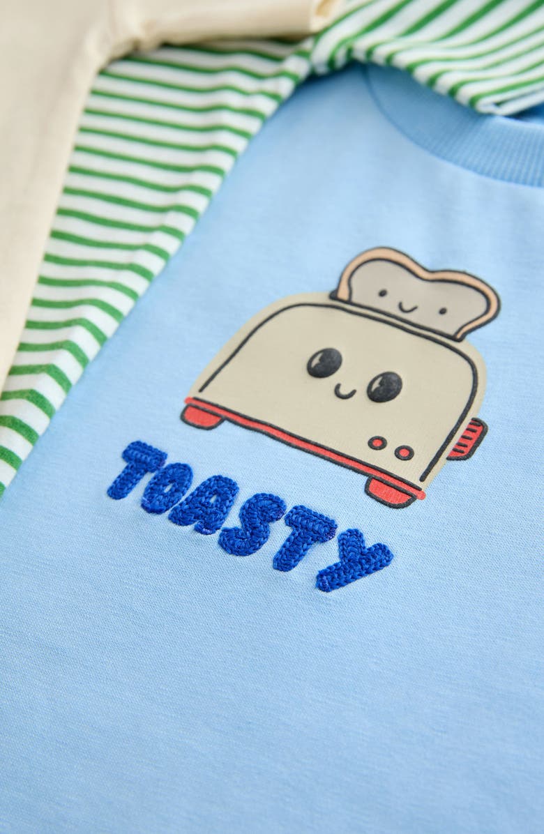 NEXT Kids' Assorted 3-Pack Breakfast Treats Embroidered Cotton Graphic T-Shirts, Alternate, color, Blue
