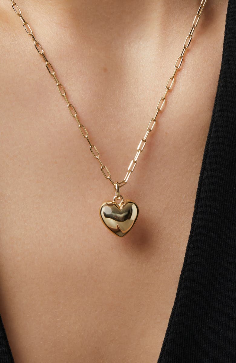 Ana Luisa Lev Puffy Heart Pendant Necklace, Alternate, color, Gold