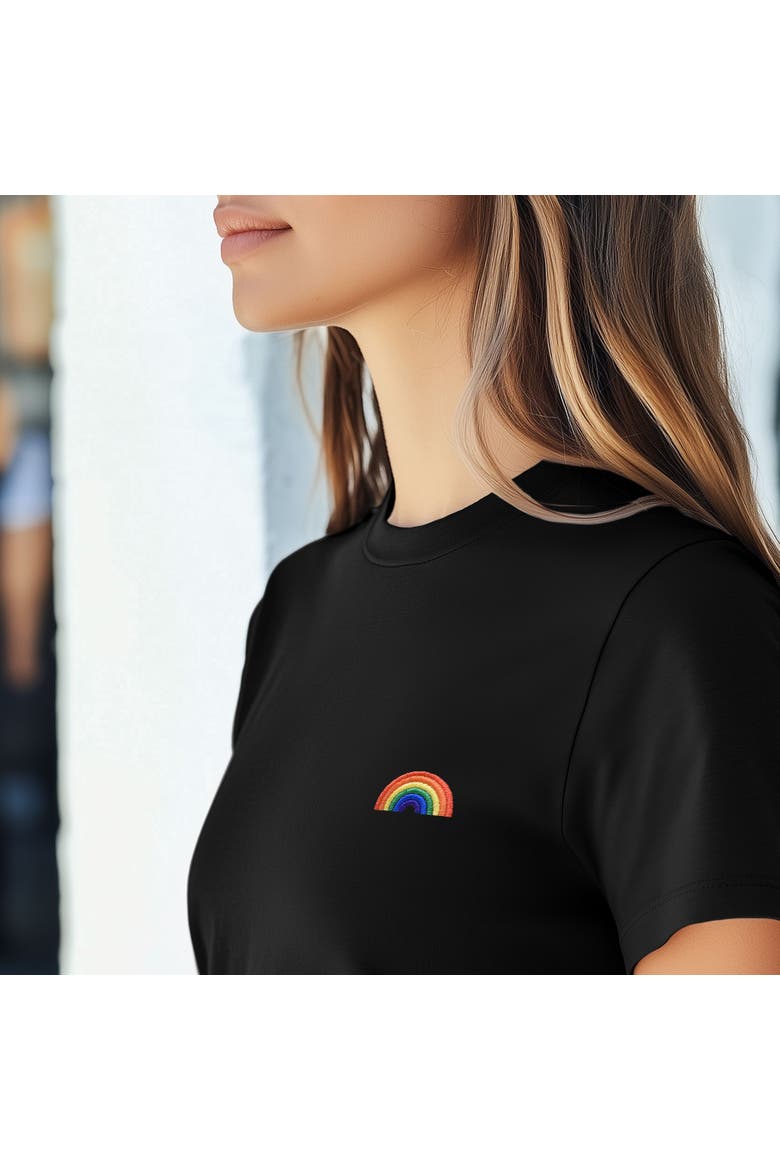 Womens Rainbow Jersey Relaxed Tee, Alternate, color, Black