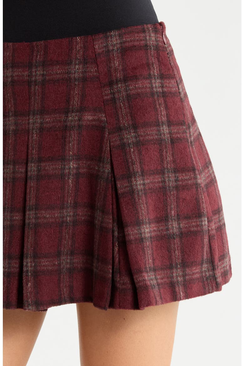 Pleated Plaid Flannel Miniskirt, Alternate, color, RED PLAID