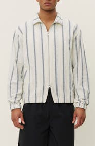 Les Deux Stanley Stripe Cotton Dobby Zip Jacket