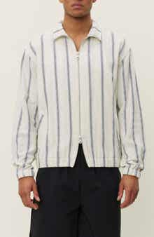 Les Deux Stanley Stripe Cotton Dobby Zip Jacket