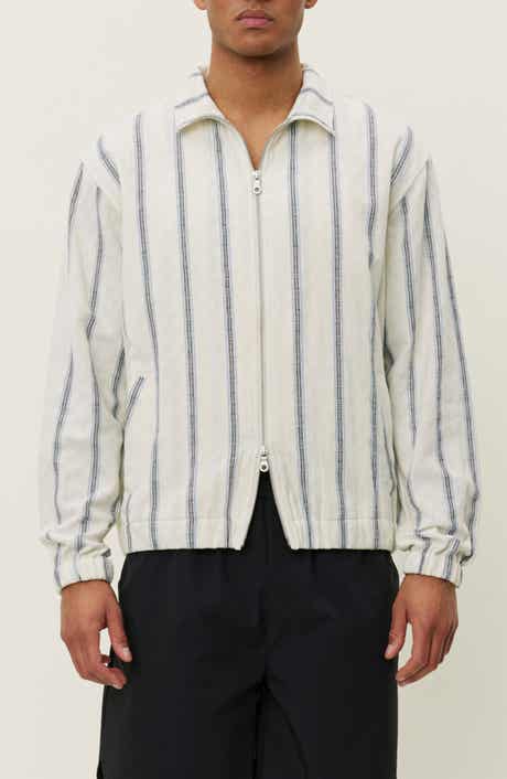 Les Deux Stanley Stripe Cotton Dobby Zip Jacket