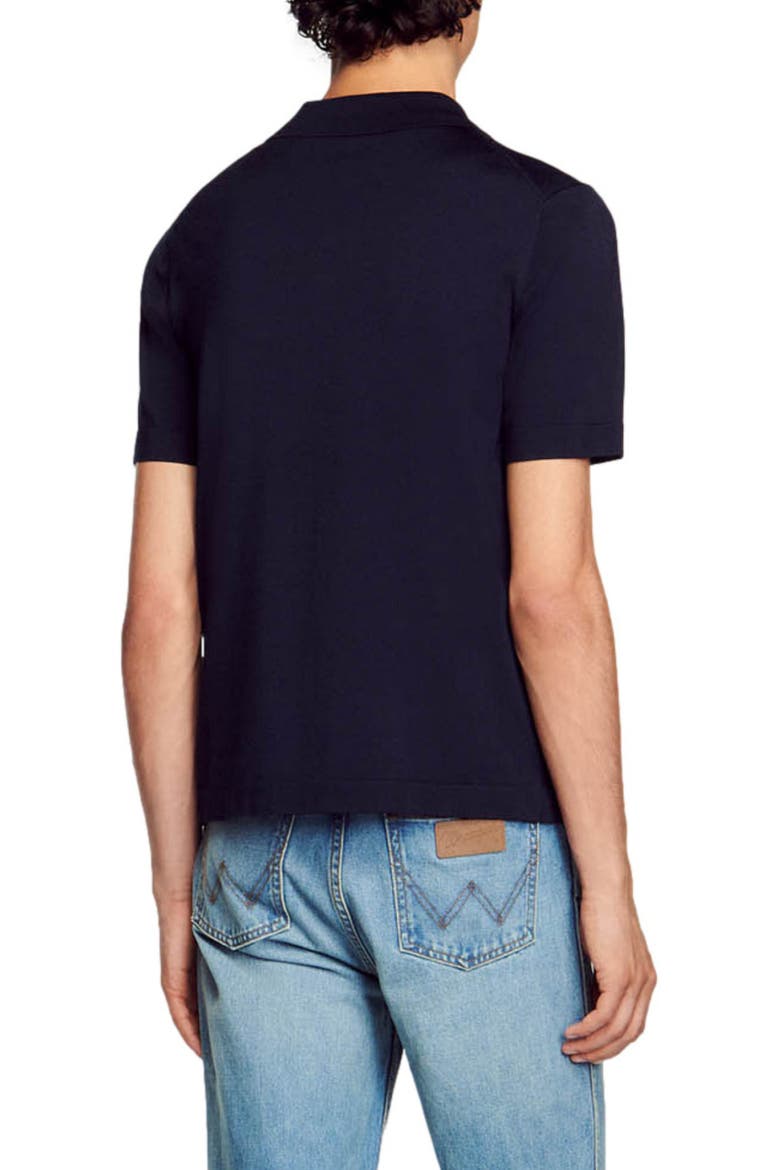 Knitted polo with zip collar, Alternate, color, NAVY BLUE