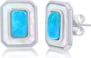 SIMONA Larimar & Mother-of-Pearl Stud Earrings