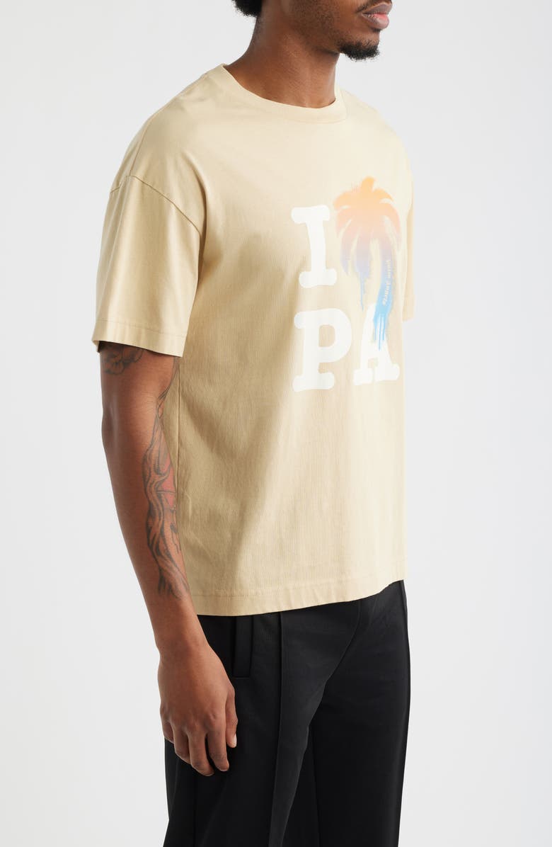 Palm Angels Regular Fit I Love PA Graphic T-Shirt, Alternate, color, Beige White