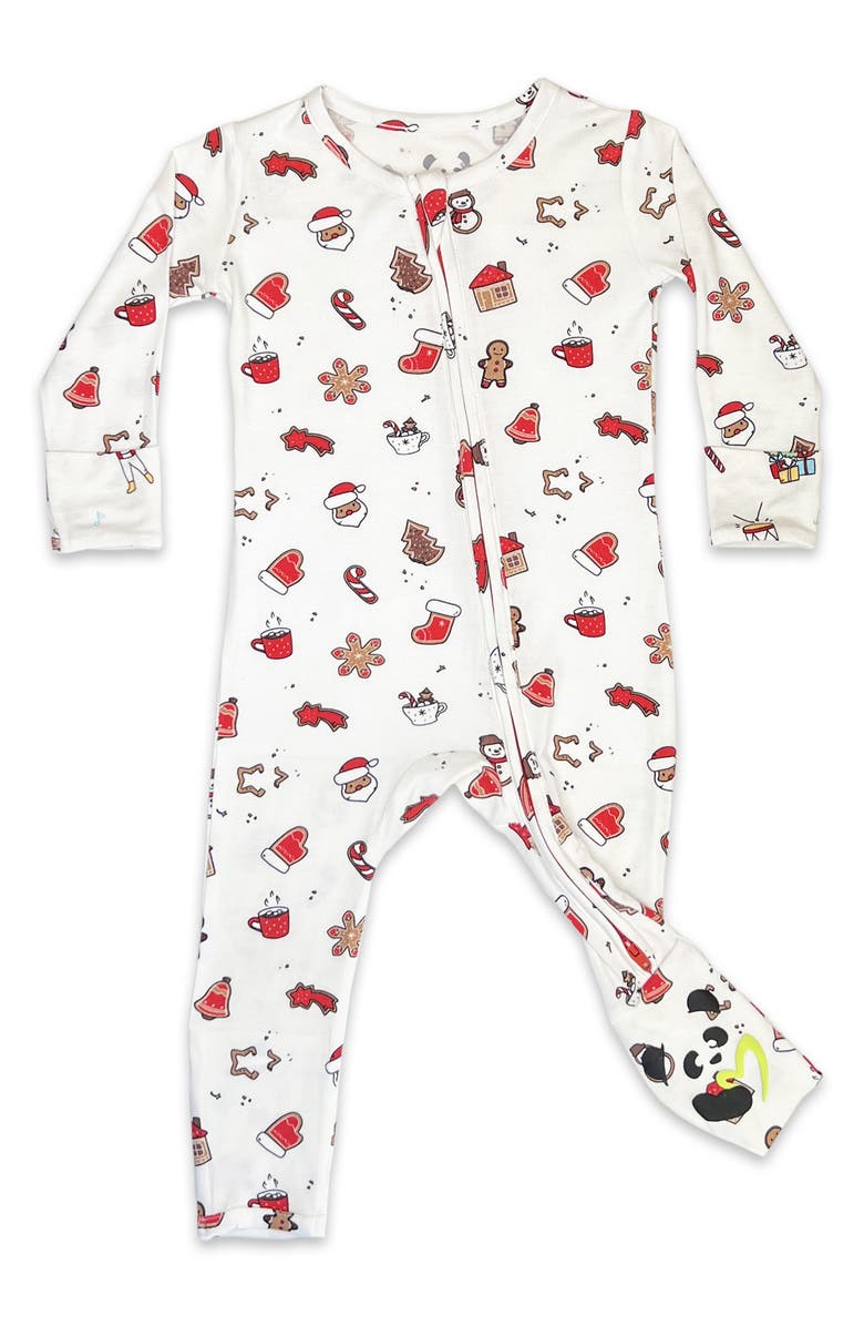 Bellabu Bear Kids' Christmas Cookies Fitted One-Piece Convertible Footie Pajamas, Main, color,