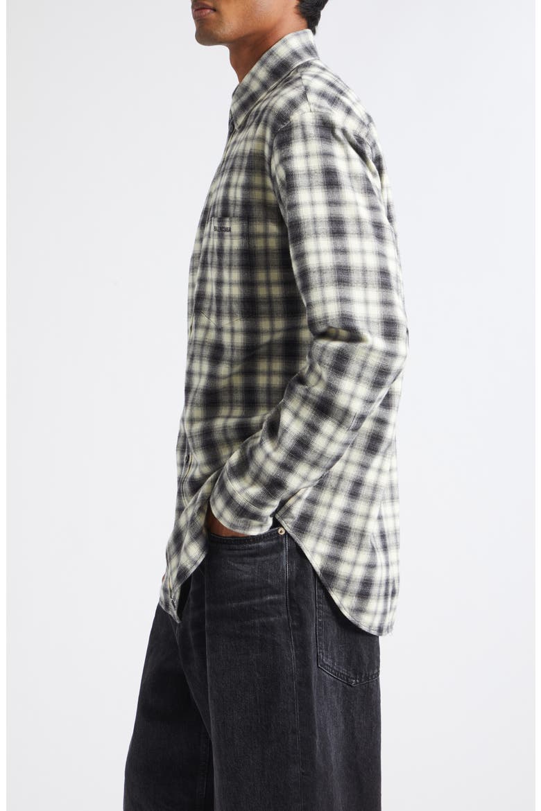 Regular Fit Check Cotton Flannel Button-Up Shirt, Alternate, color, 9040 WHITE/ BLACK