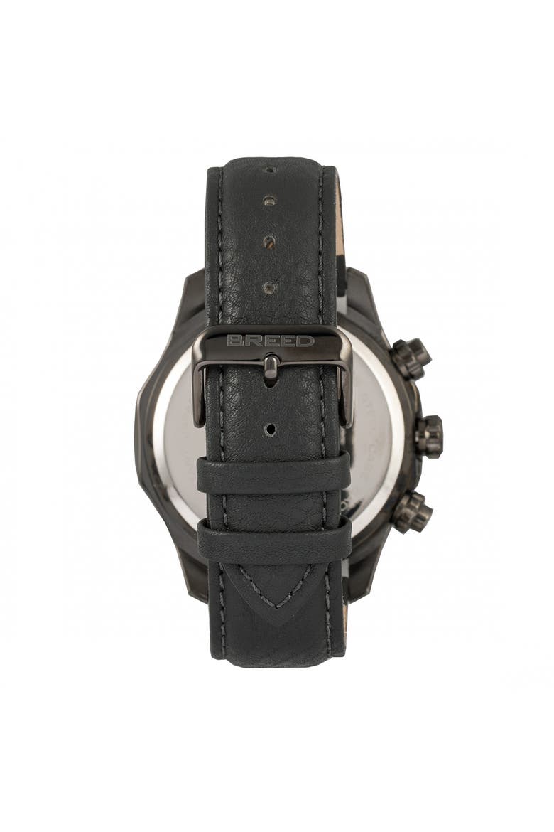 Lacroix Chronograph Leather-Band Watch, Alternate, color, Gunmetal/Charcoal