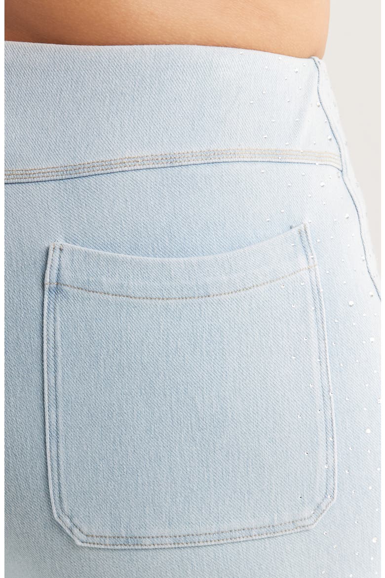 Crystal Embellished Pull-On Baby Bootcut Ankle Jeans, Alternate, color, TINTED BLUE