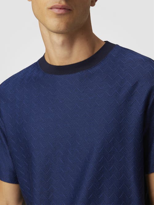 Missoni Blue T-shirt In Tone-on-tone Zig Zag Cotton Jersey