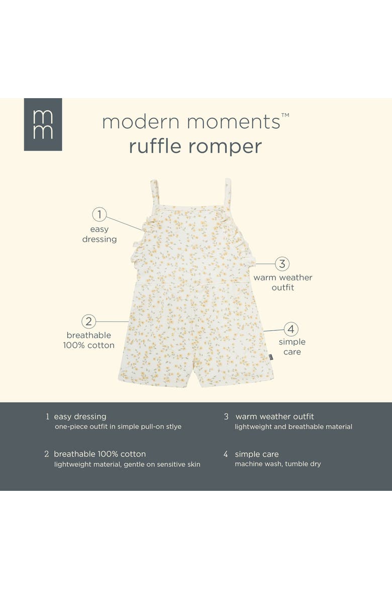 Baby & Toddler Girls Brown Star Floral Ruffle Romper, Alternate, color, Ivory Vines