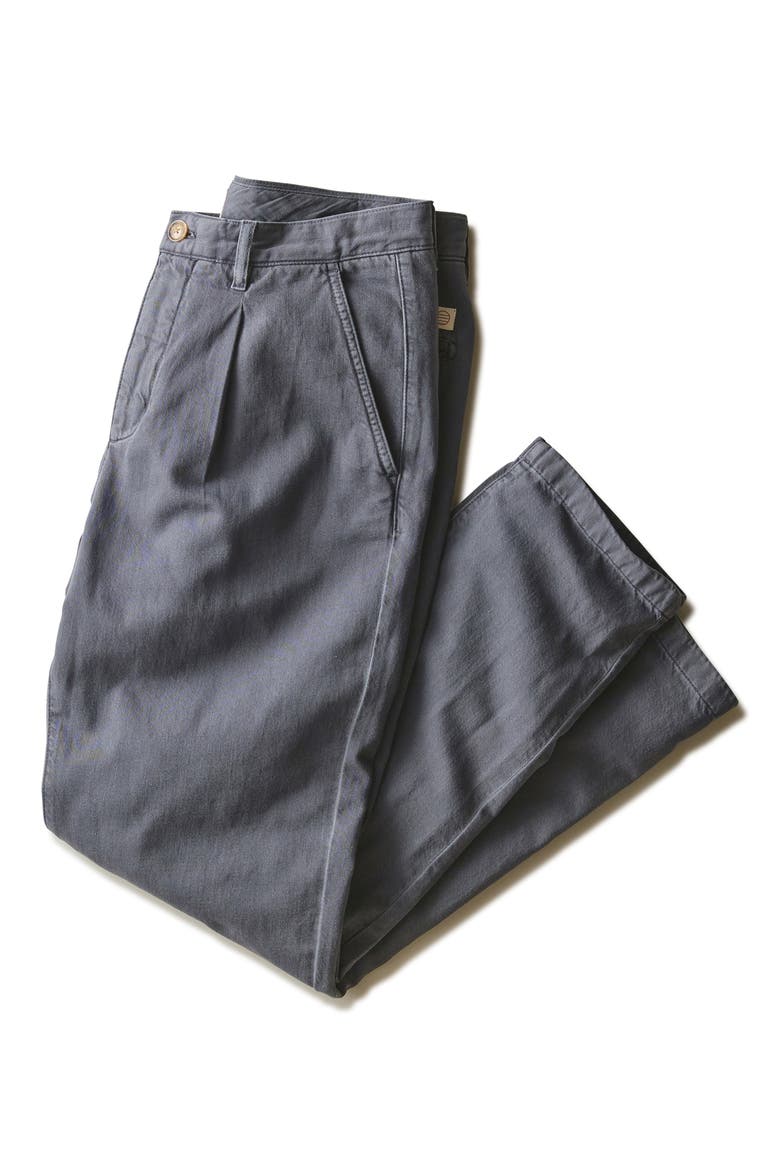 Rowan Pleated Cotton & Linen Trousers, Main, color, INDIA INK