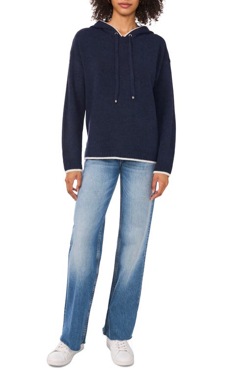 VINCE CAMUTO VINCE CAMUTO CONTRAST TRIM SWEATER HOODIE
