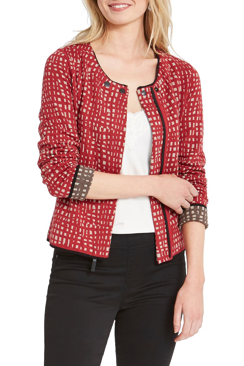 Check Mate Reversible Knit Jacket, Main, color, RED MULTI