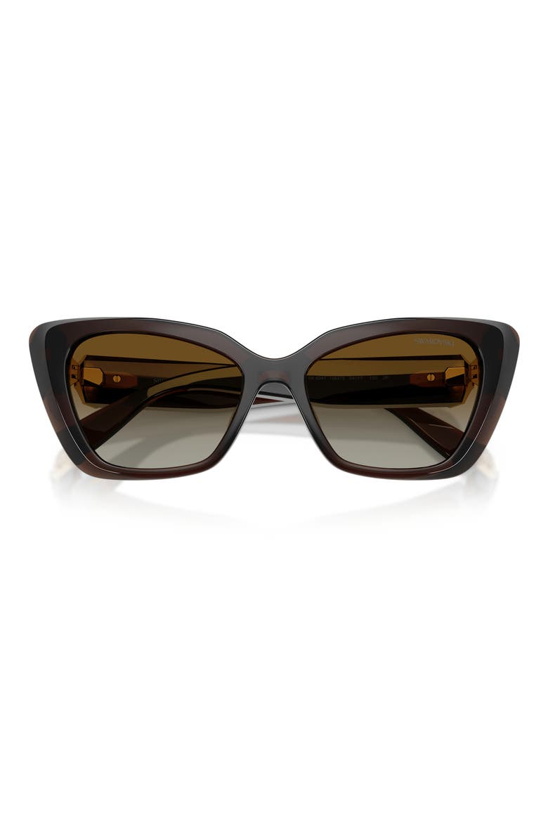 54mm Polarized Cat Eye Sunglasses, Alternate, color, TRANSPARENT BROWN / POLAR