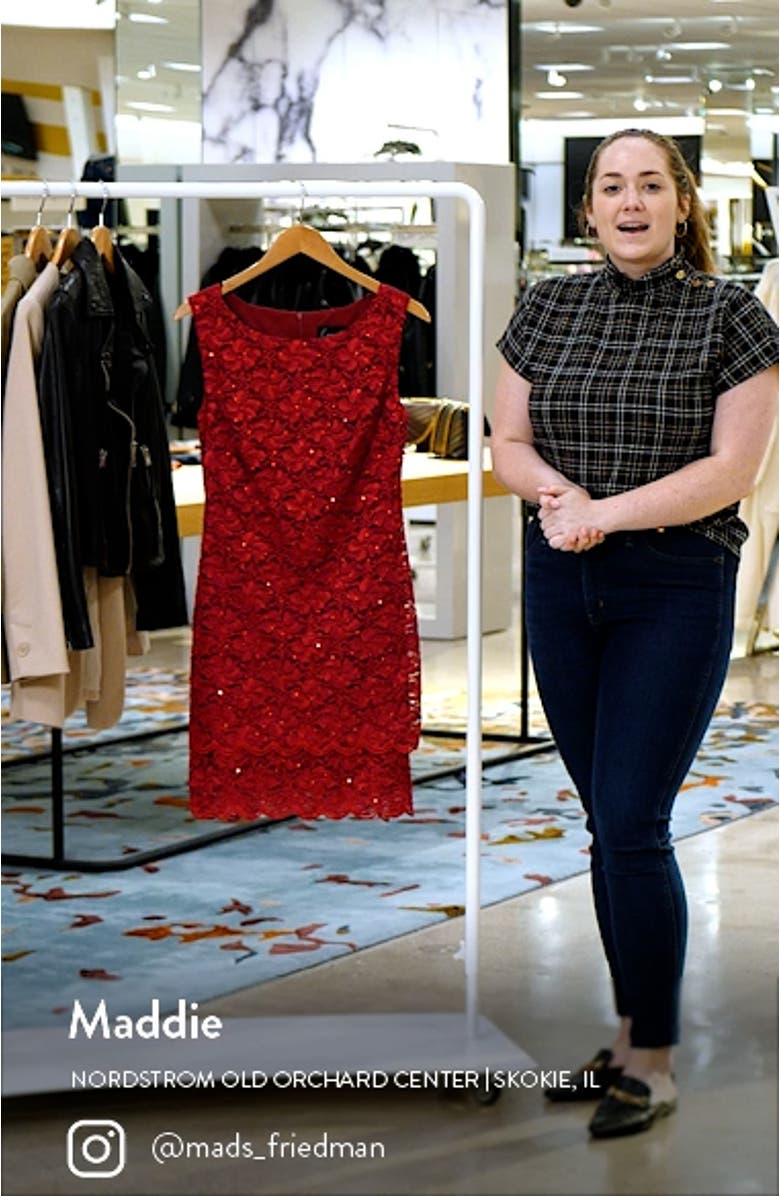 Sequin Lace Sheath Dress, sales video thumbnail