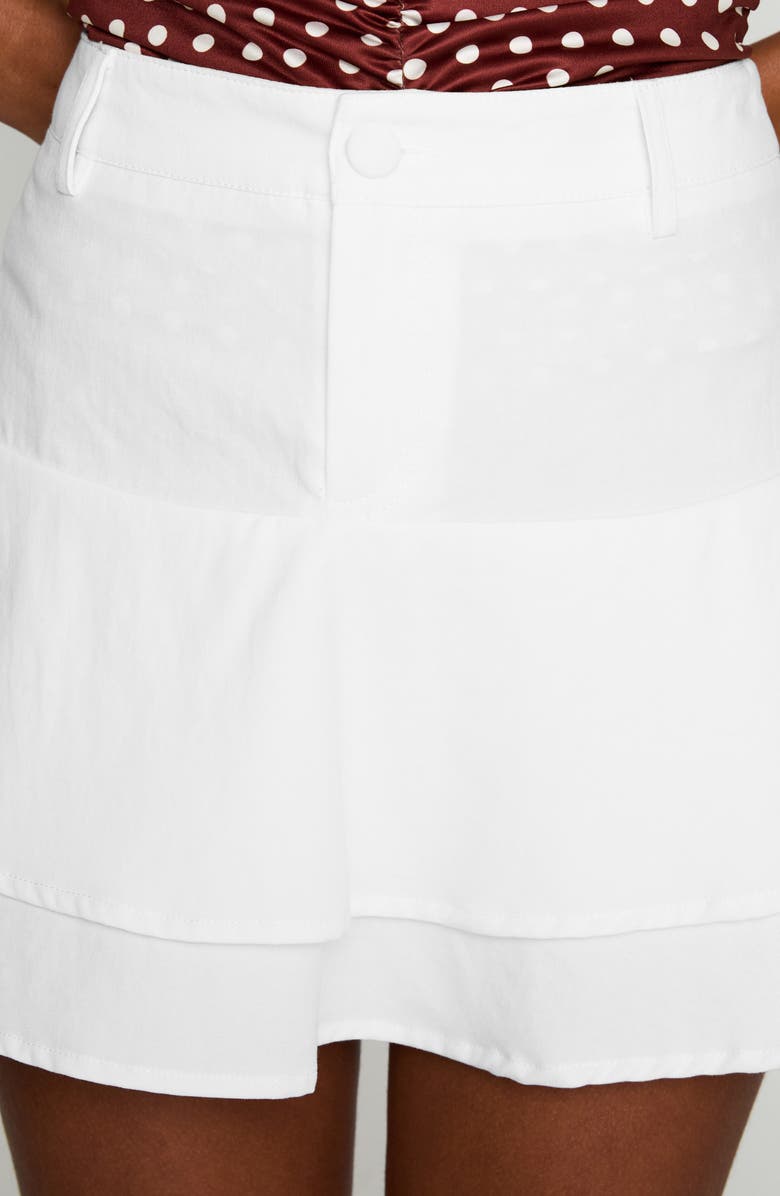 Princess Polly Boderek Tiered Cotton Miniskirt, Alternate, color, White