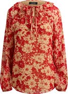 Lauren Ralph Lauren Floral Ruffle Detail Crinkle Top