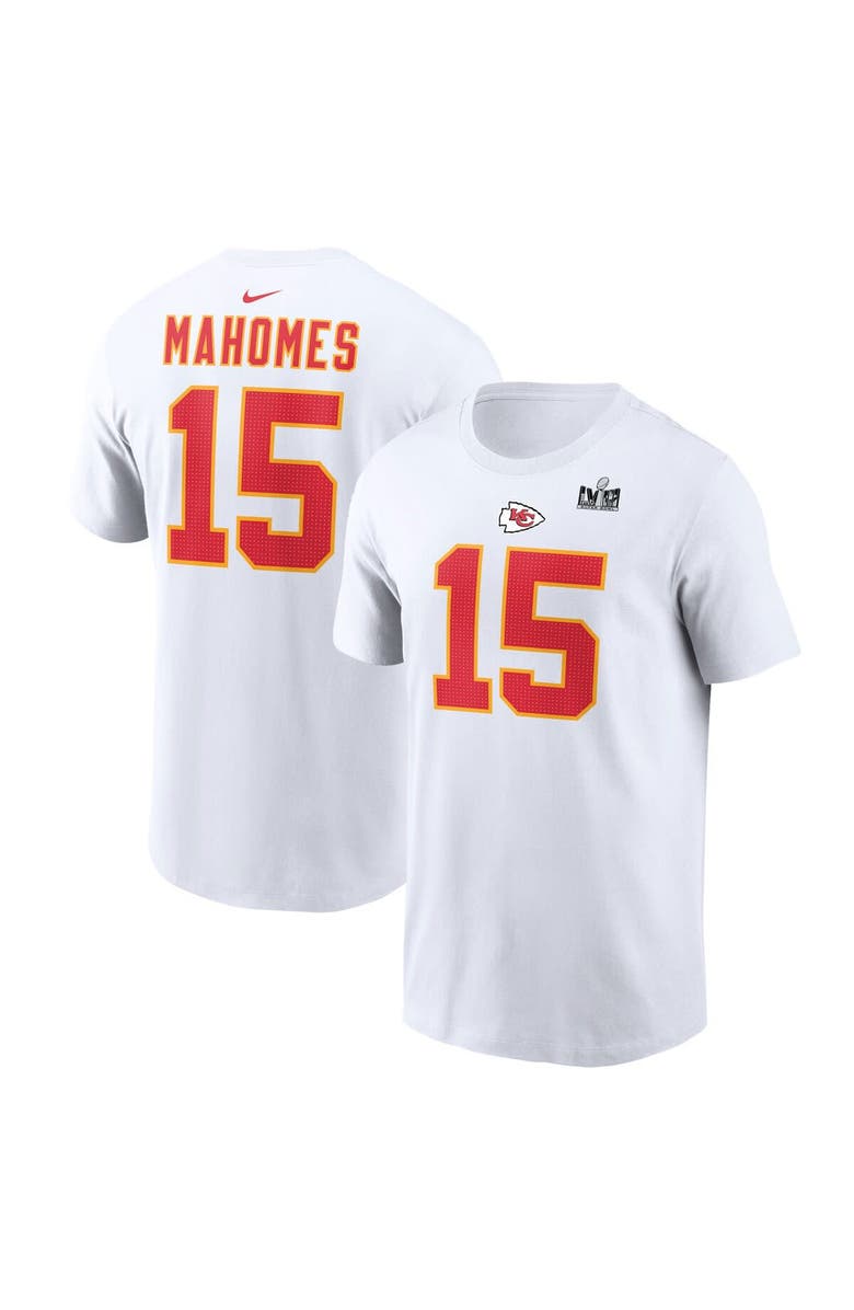 Nike Men's Nike Patrick Mahomes White Kansas City Chiefs Super Bowl LVIII Patch Player Name & Number T-Shirt, Main, color,