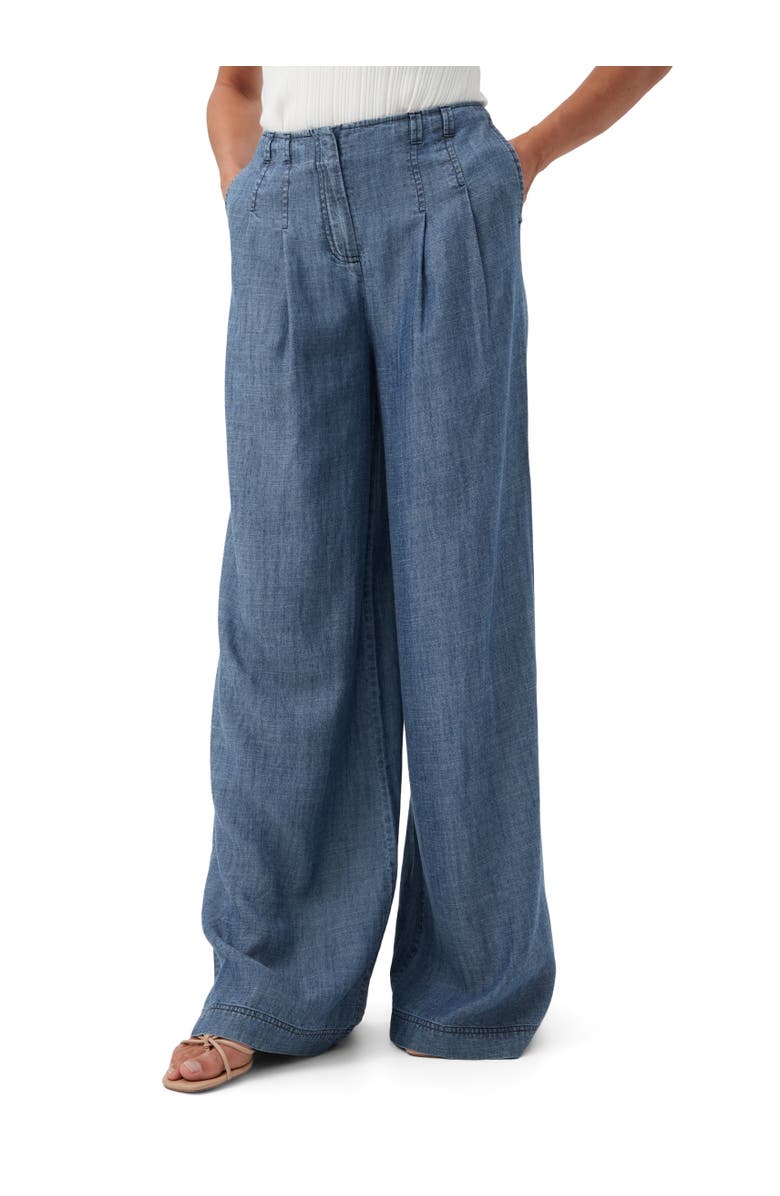 Trina Turk Dans Wide Leg Chambray Pant, Alternate, color, 