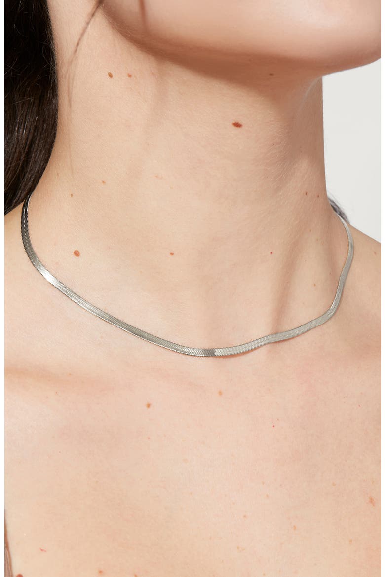 Herringbone Chain Necklace, Alternate, color, SILVER