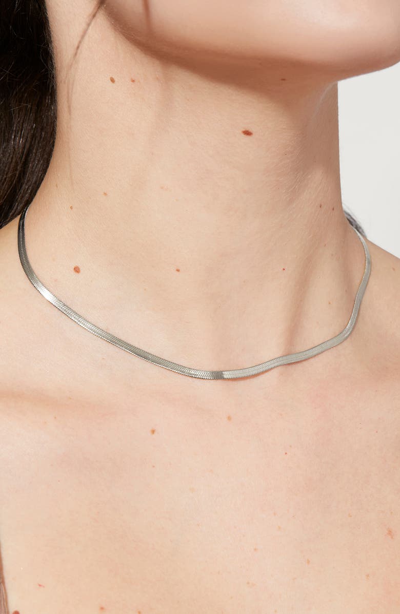 Ana Luisa Ina Herringbone Chain Necklace, Alternate, color, Silver
