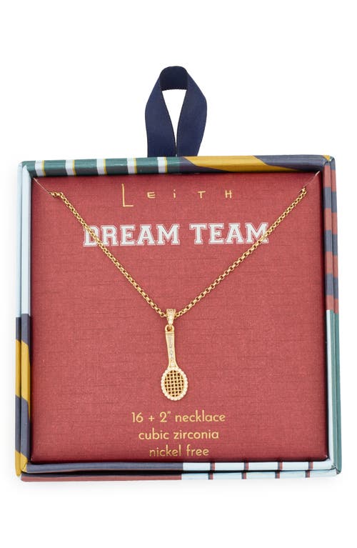 Leith Cubic Zirconia Tennis Racket Pendant Necklace In Gold
