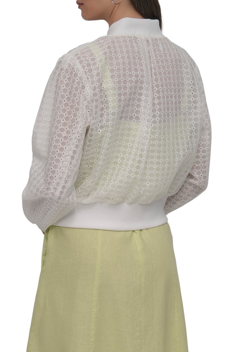DKNY SPORTSWEAR Organza Eyelet Bomber Jacket, Alternate, color, Ivory