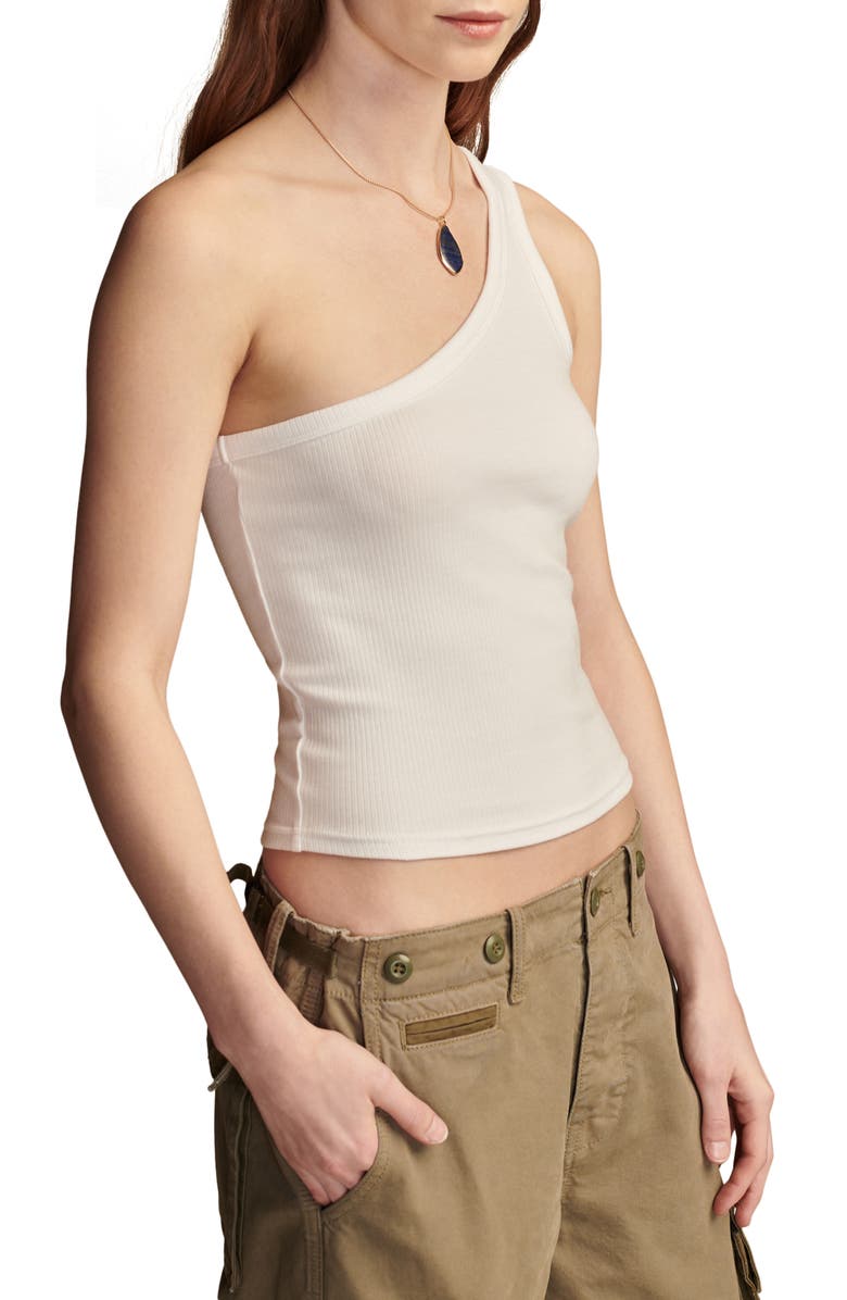 Lucky Brand One-Shoulder Rib Tank, Alternate, color, Bright White
