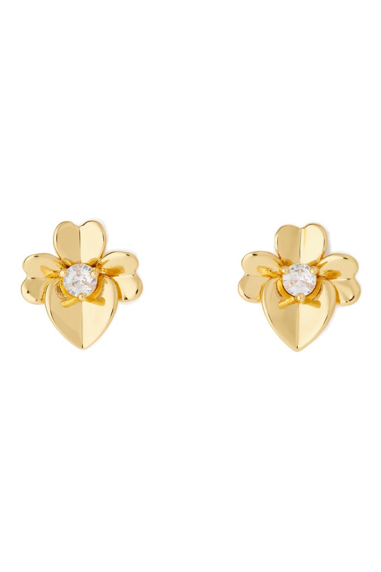 precious pansy stud earrings, Main, color, GOLD.
