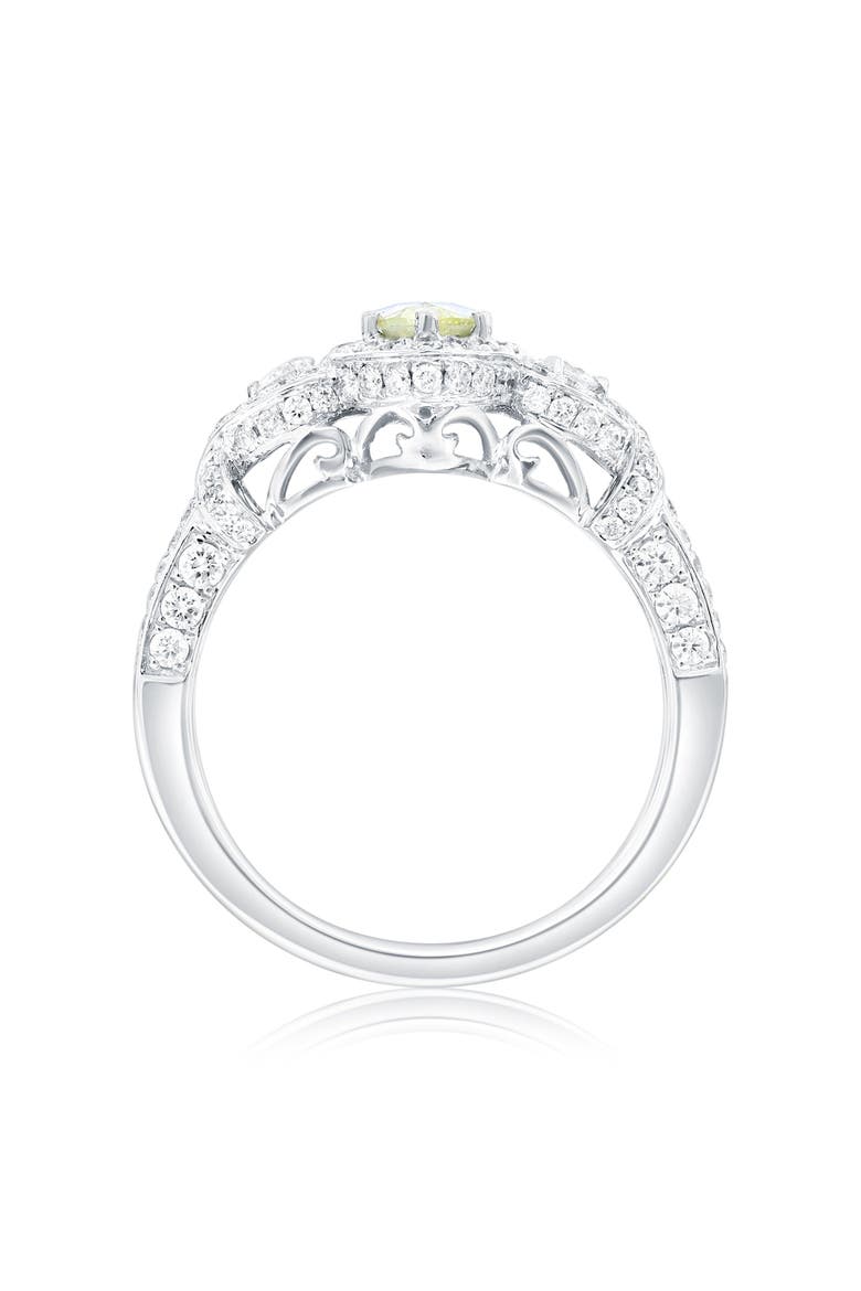 18K White Gold 0.67ct Yellow Diamond & 0.83cttw Diamond Ring, Alternate, color, Yellow