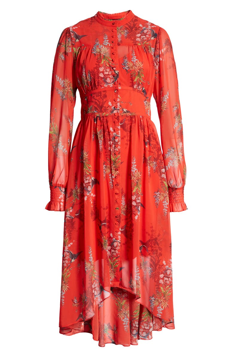 AllSaints Leonie Melisma Floral High/Low Long Sleeve Dress, Alternate, color, 