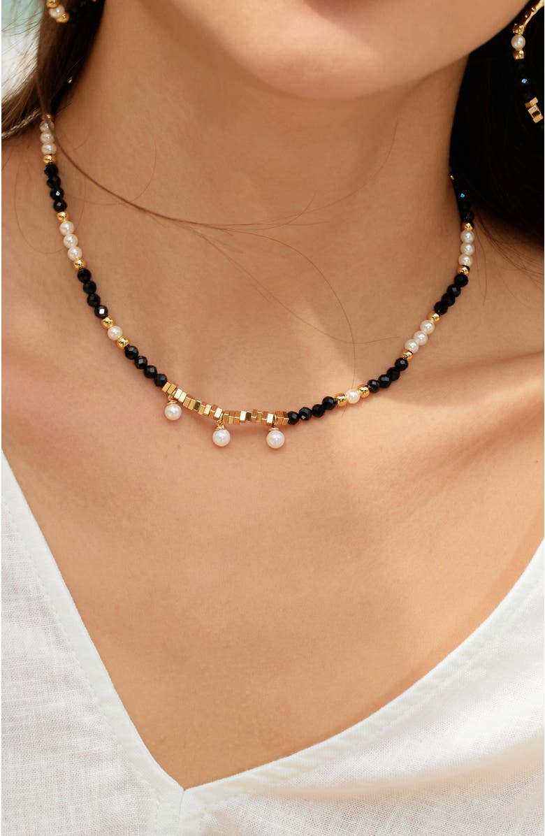 RETRO CHIC Poseidon Necklace, Alternate, color, Black & White & Gold