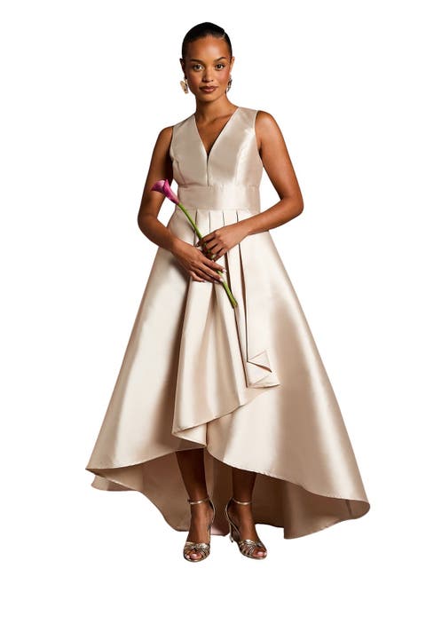 Sleeveless Plunge Waterfall Maxi Dress