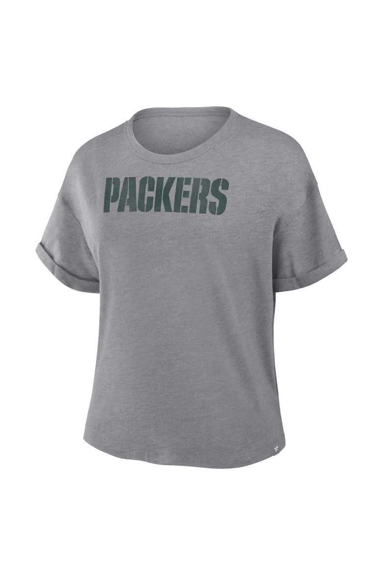 Women's Fanatics Heather Gray Green Bay Packers Swing Pass Tri-Blend Boxy T-Shirt, Alternate, color, Heather Gray