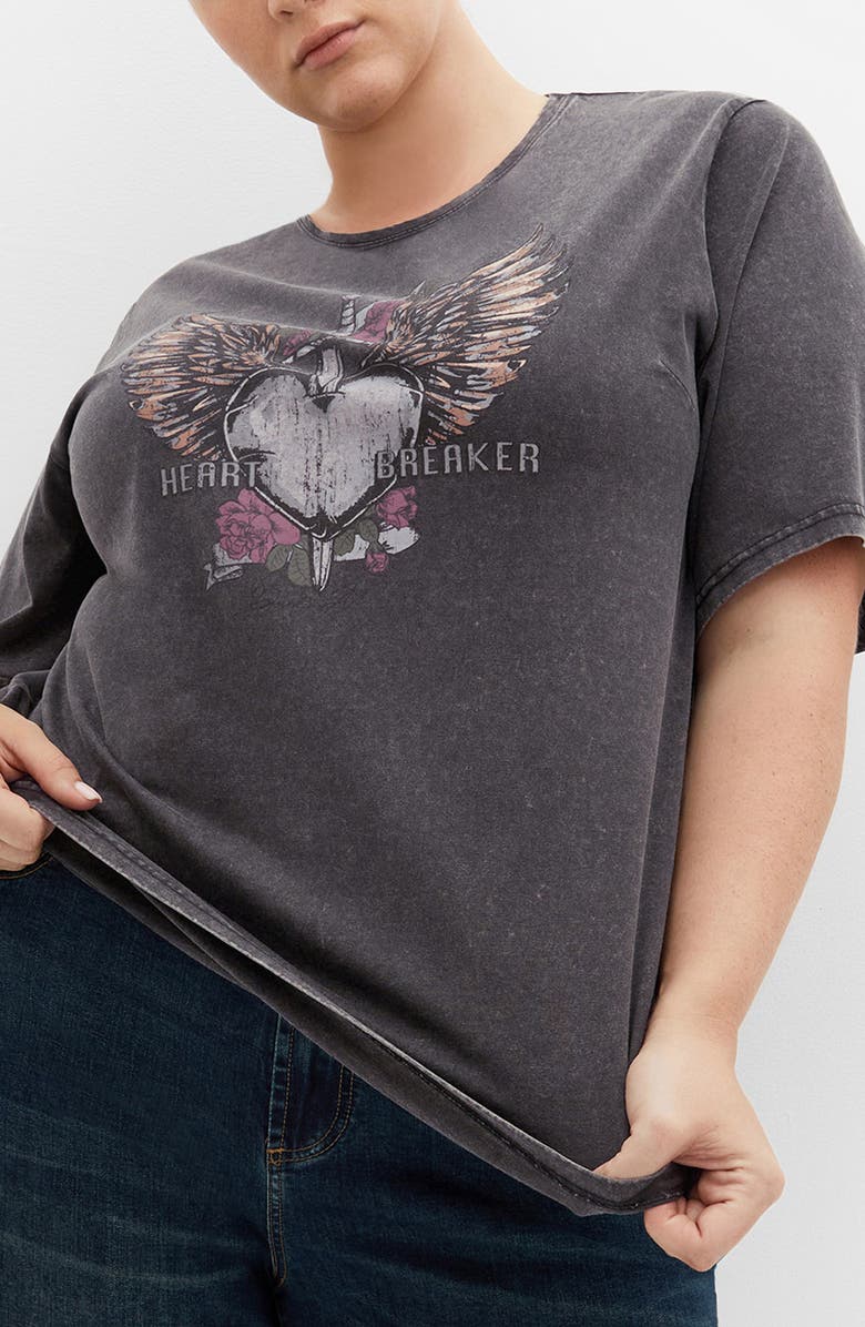 City Chic Kyra Heartbreaker Cotton Graphic T-Shirt, Main, color,