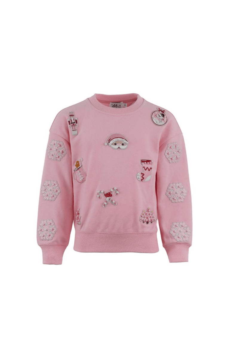 Lola + The Boys Holiday Christmas Sweatshirt, Main, color, Pink