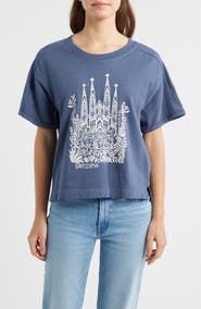 CITY BLUES Crop Cotton Graphic T-Shirt