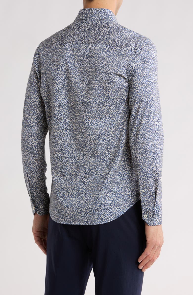 Bugatchi Trim Fit Mini Floral Print Stretch Cotton Button-Up Shirt, Alternate, color,