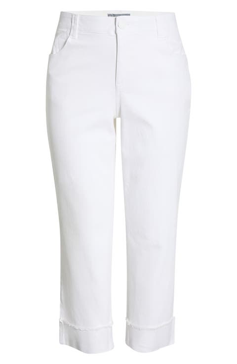 Frayed Cuffed High Waist Boyfriend Jeans (Plus)